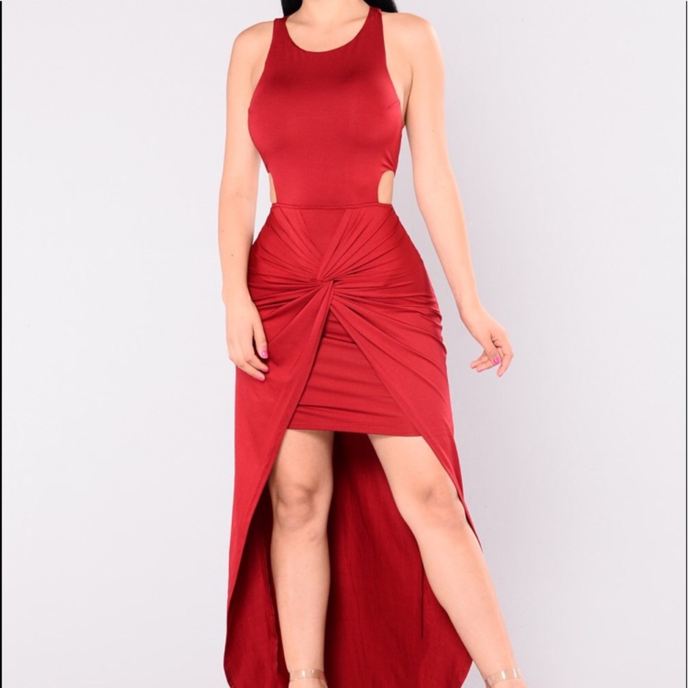 Fashion Nova Aillse Maxi Slit Twist Dress